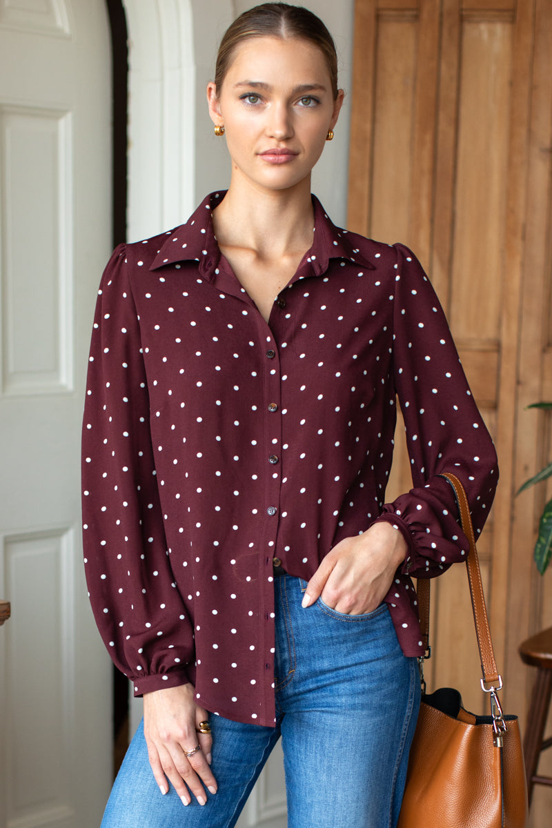 Frankie Blouse - Small Dots Tawny Port