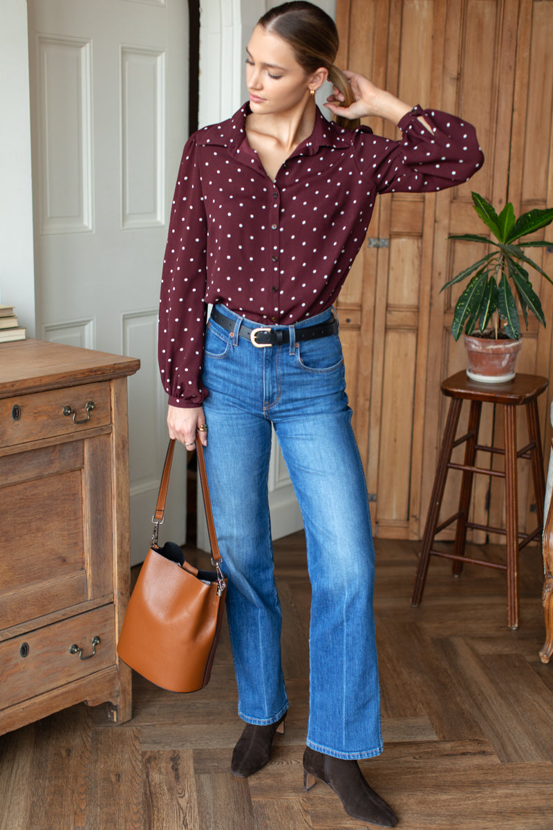 Frankie Blouse - Small Dots Tawny Port