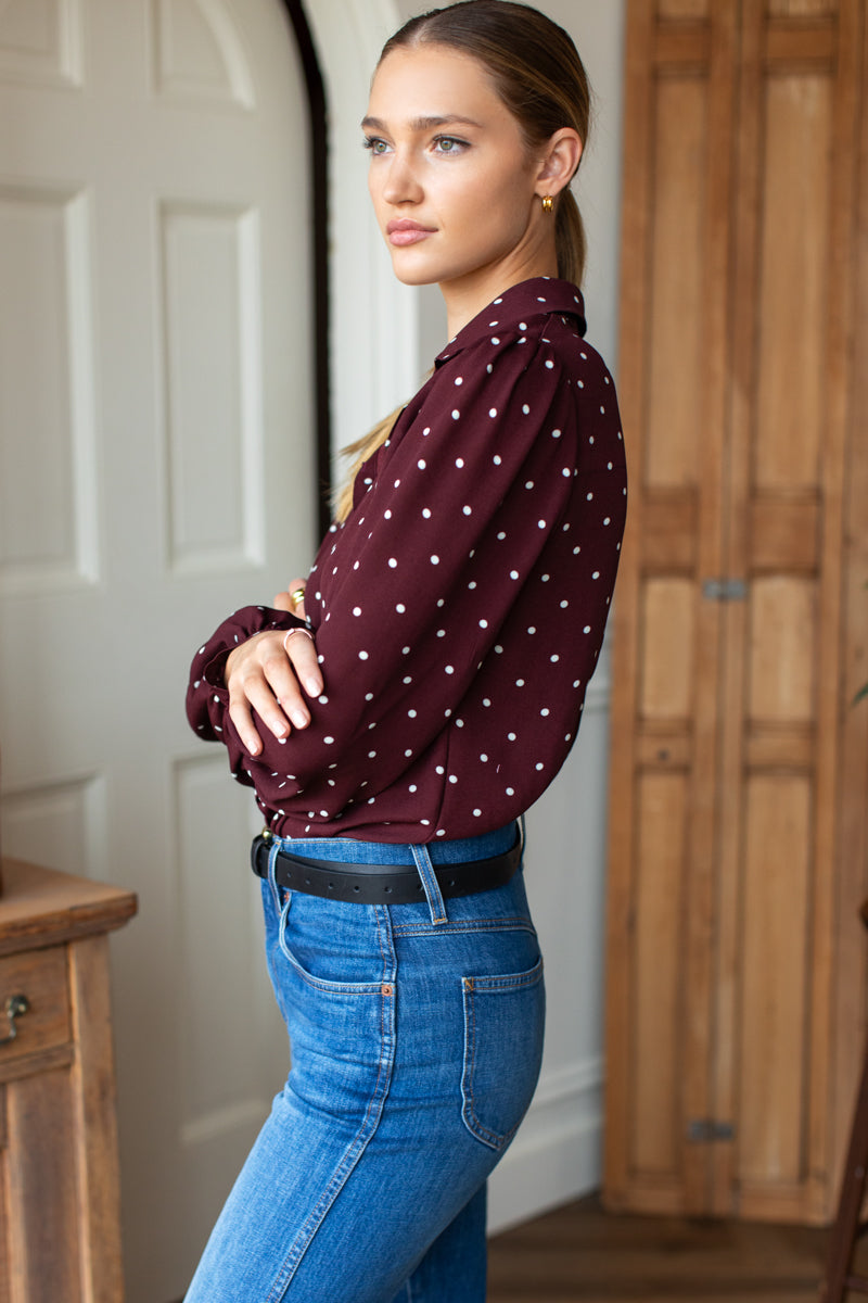Frankie Blouse - Small Dots Tawny Port