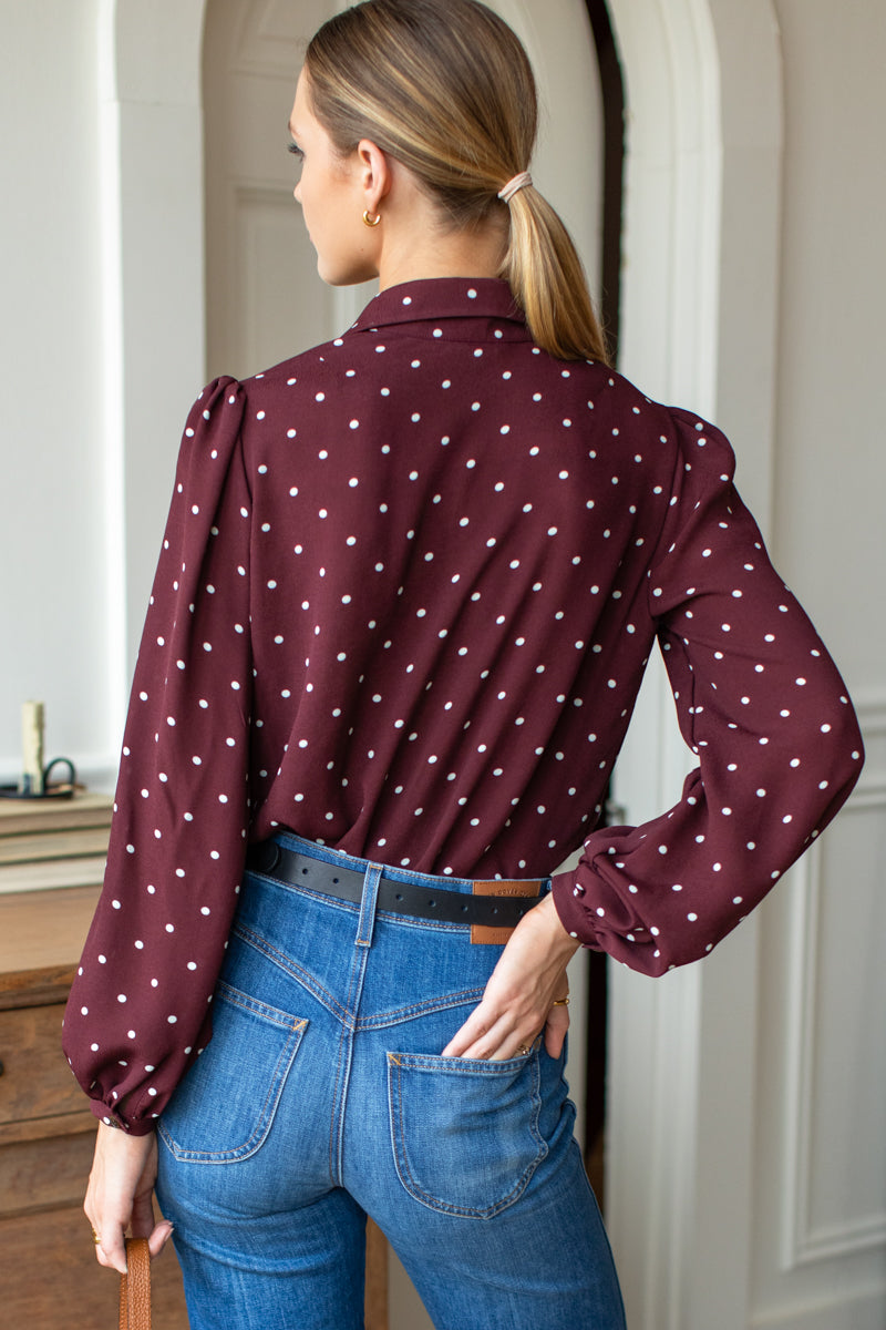 Frankie Blouse - Small Dots Tawny Port