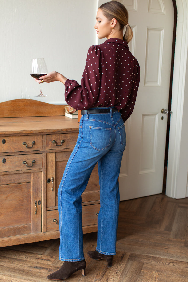 Frankie Blouse - Small Dots Tawny Port