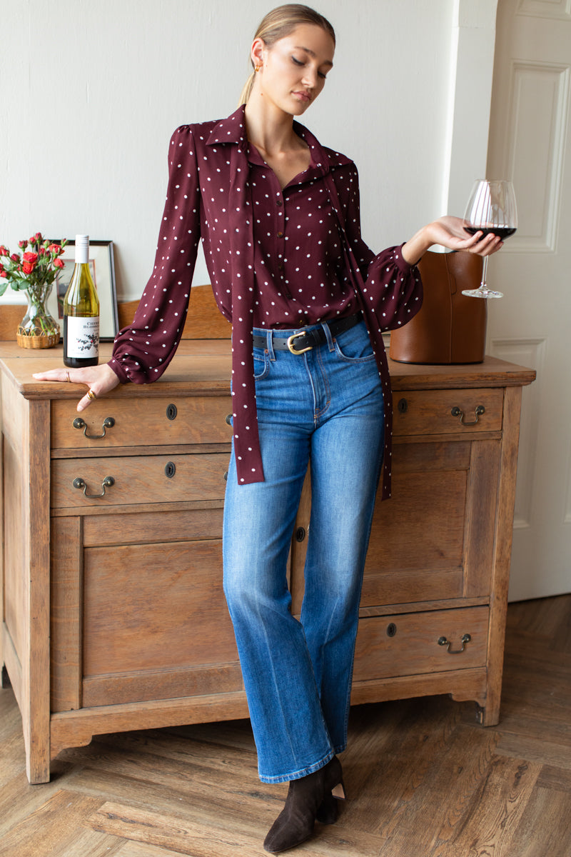 Frankie Blouse - Small Dots Tawny Port