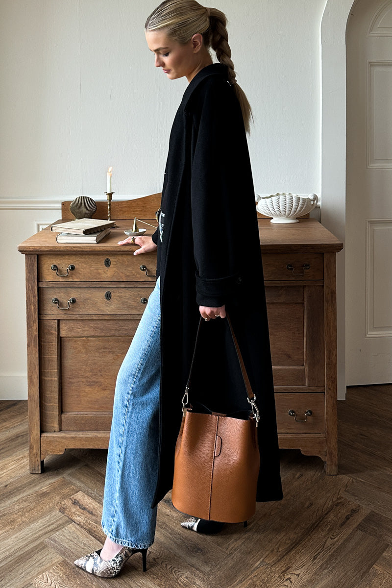 Maxi Overcoat - Black Wool
