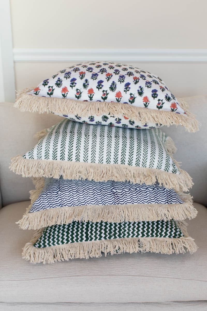 Handblock Pillow Cover - Mixed Bouquet Linen