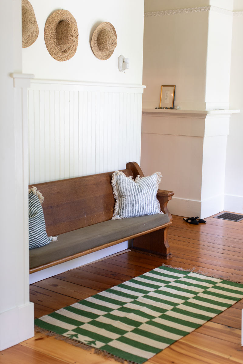 Broken Stripe Rug - Green Jute + Wool