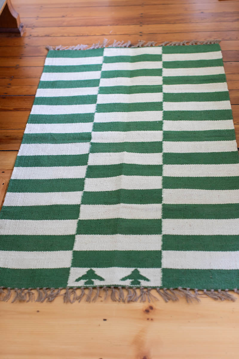 Broken Stripe Rug - Green Jute + Wool