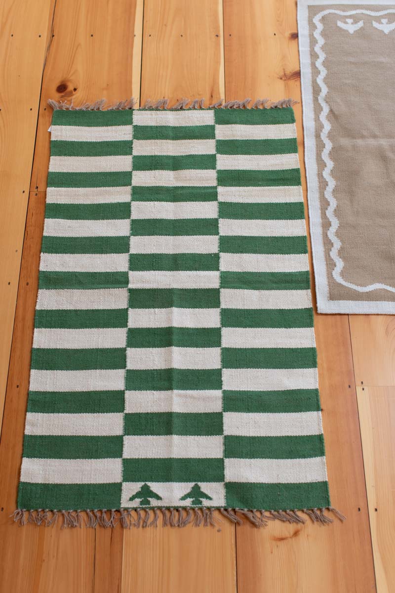 Broken Stripe Rug - Green Jute + Wool