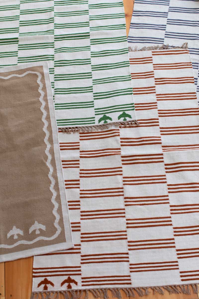 Three Stripe Rug - Rust Jute + Wool