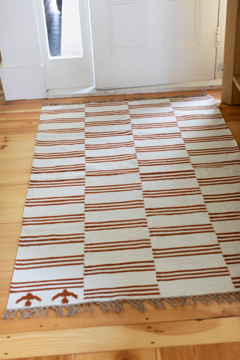 Three Stripe Rug - Rust Jute + Wool