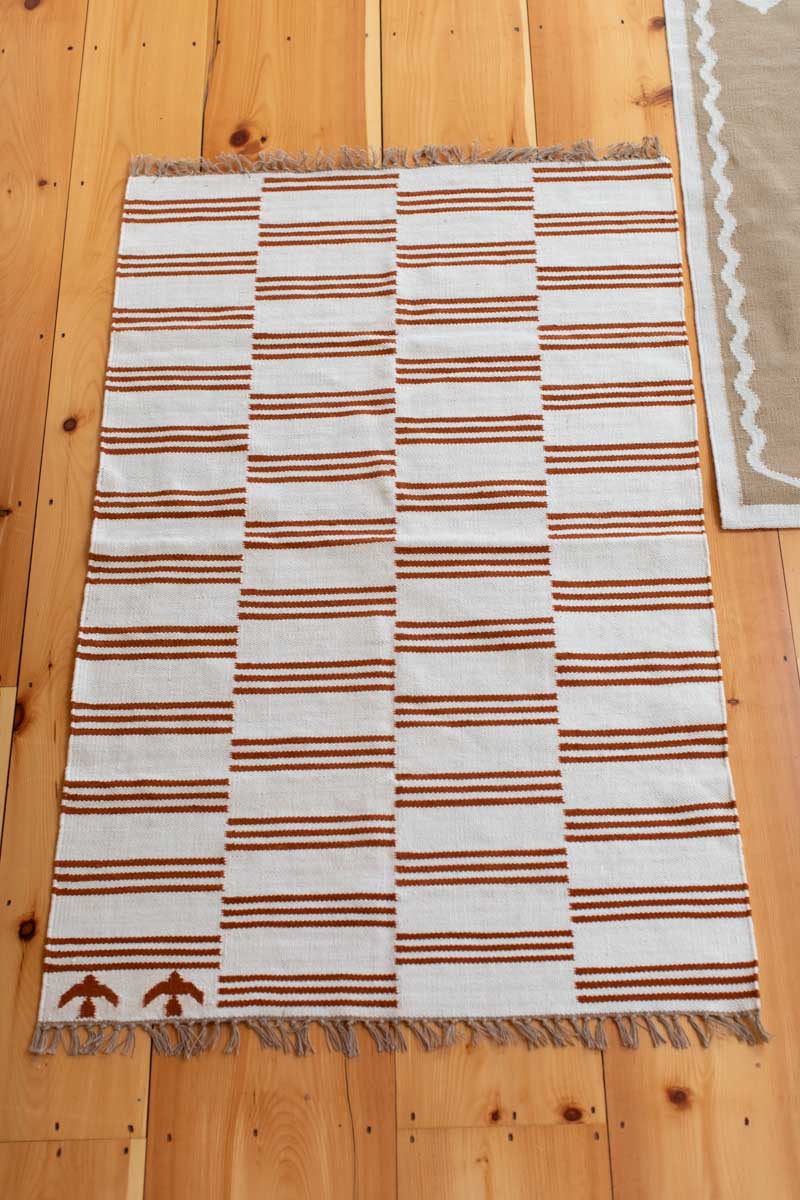 Three Stripe Rug - Rust Jute + Wool