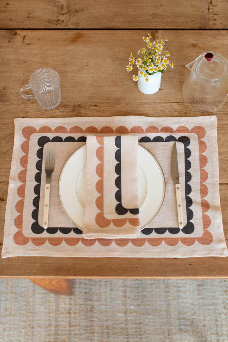 Fete Linen Placemat - Coffee + Cream