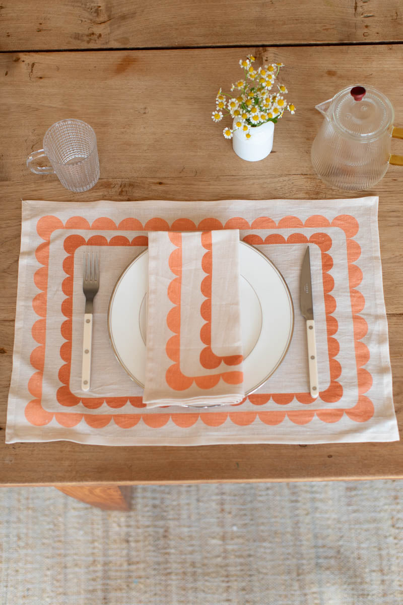 Fete Linen Napkin - Terra + Peach