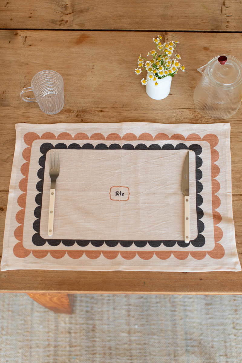 Fete Linen Placemat - Coffee + Cream