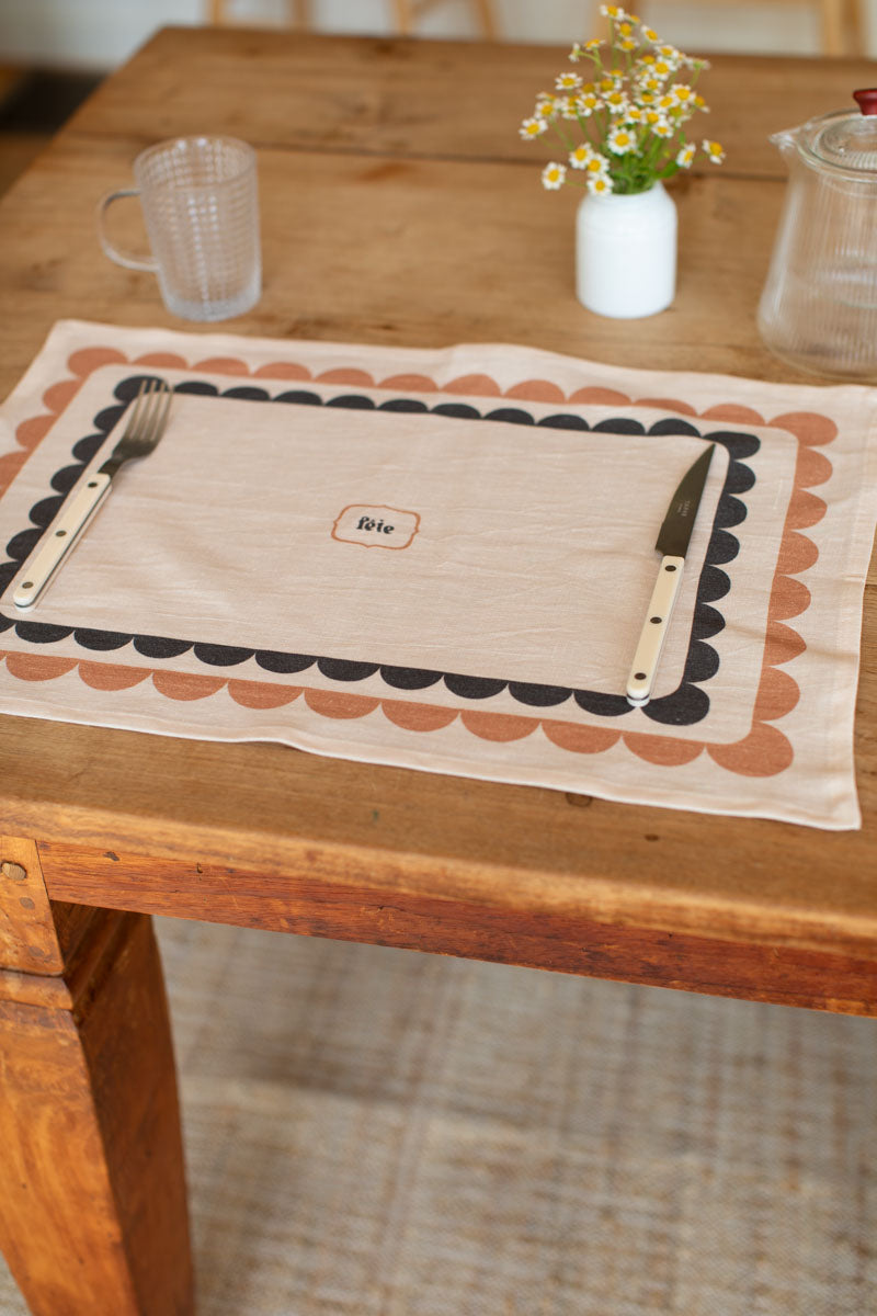 Fete Linen Placemat - Coffee + Cream