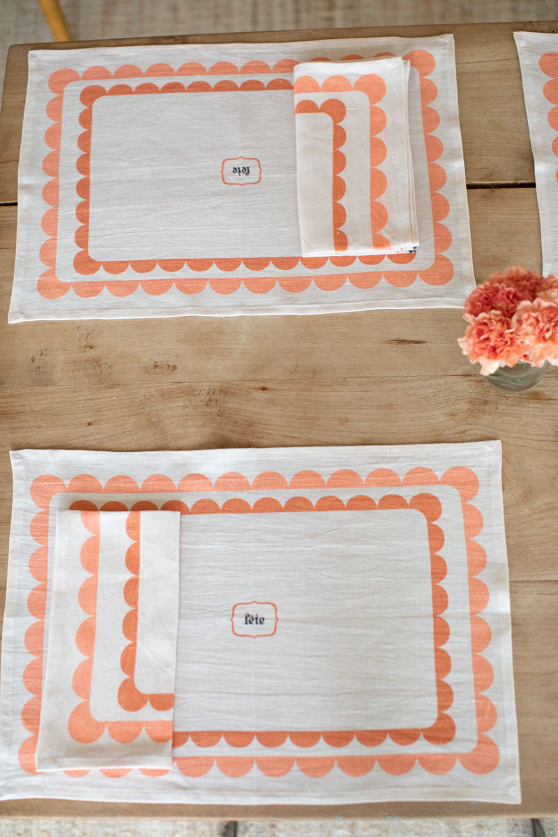 Fete Linen Napkin - Terra + Peach