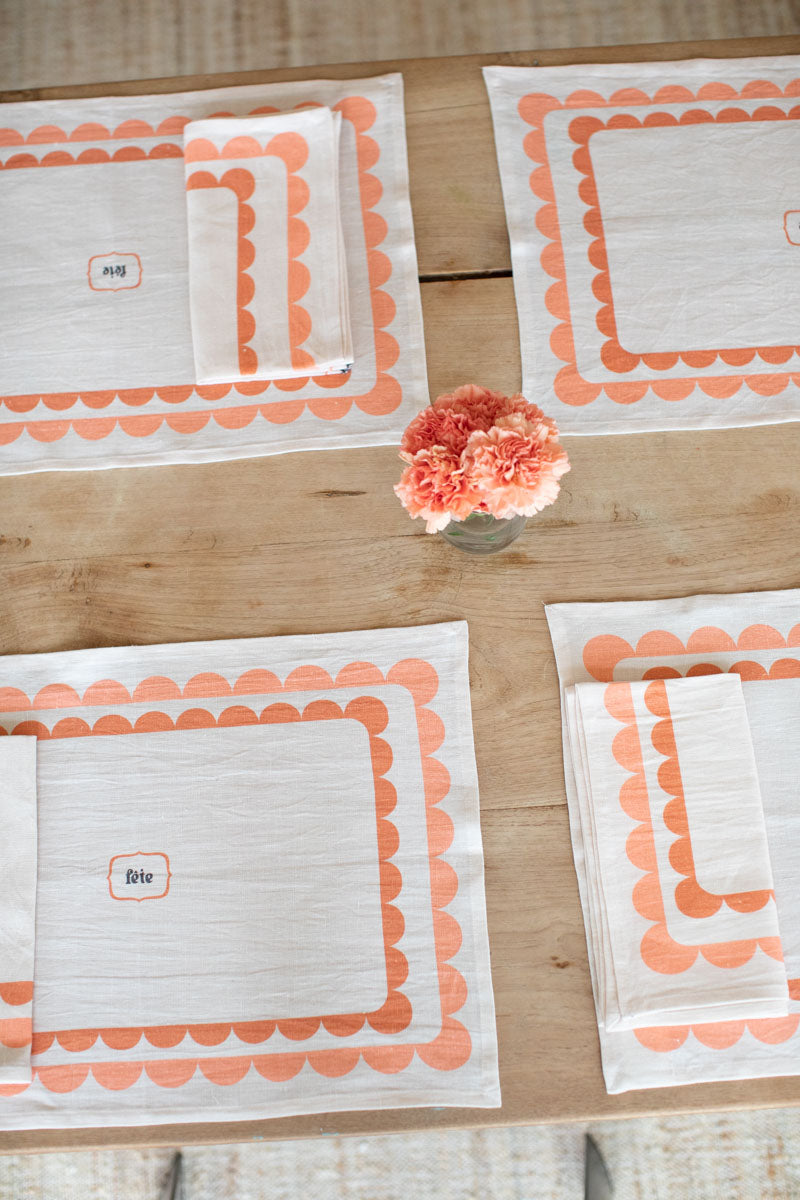 Fete Linen Napkin - Terra + Peach