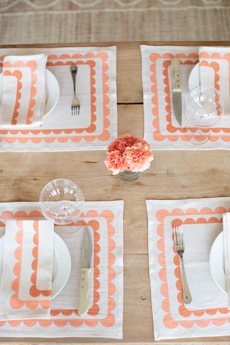 Fete Linen Napkin - Terra + Peach