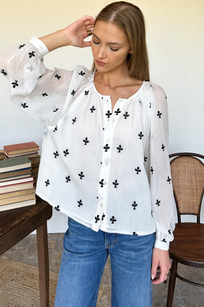 Frances Blouse - Embroidered Clover