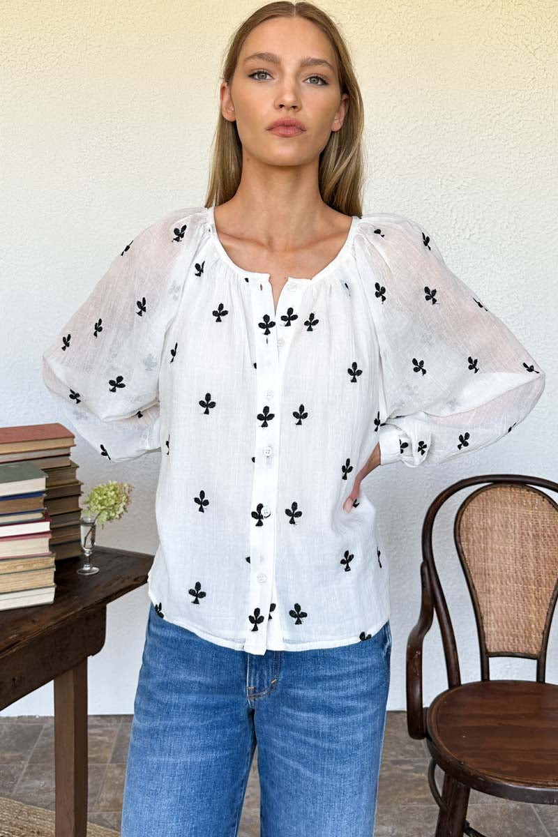 Frances Blouse - Embroidered Clover