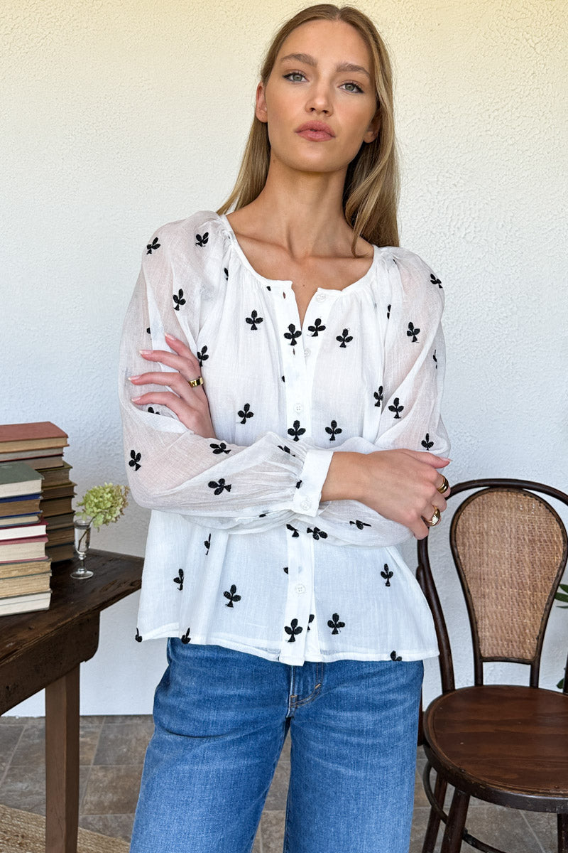 Frances Blouse - Embroidered Clover