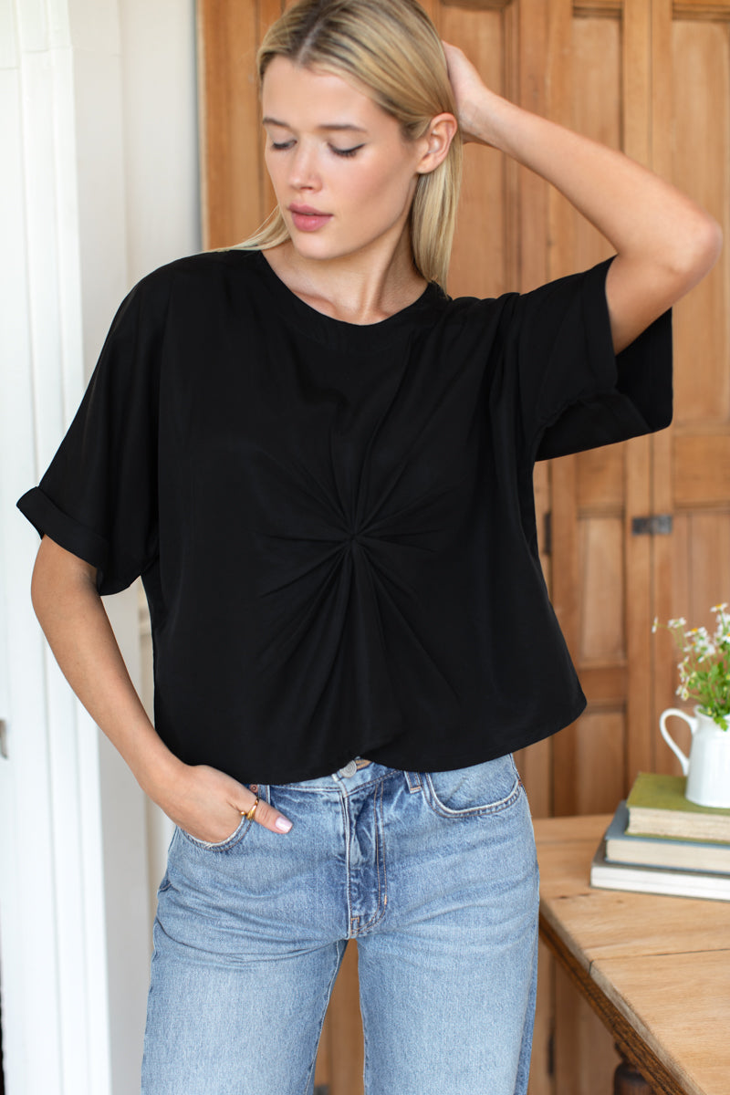 Knot Front Tee - Jet Black