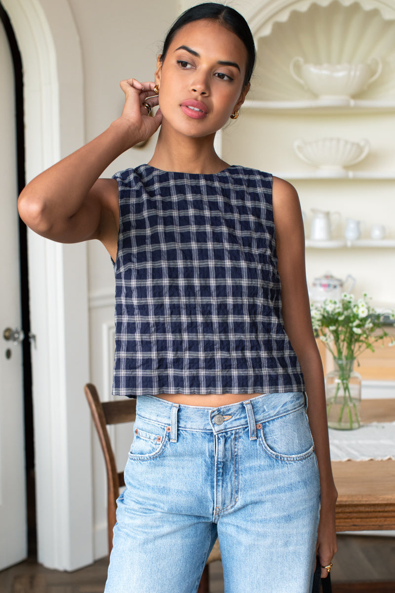 Jeanne Top - Midnight Plaid