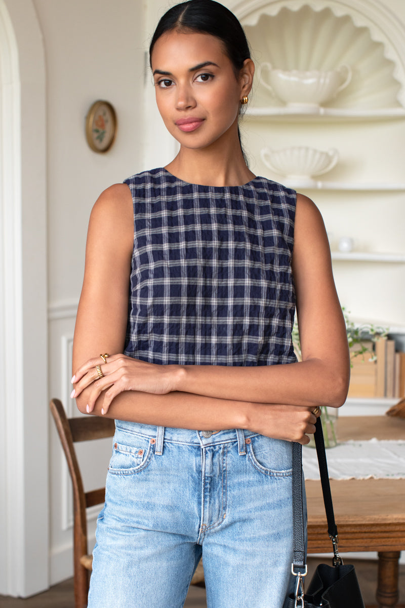 Jeanne Top - Midnight Plaid