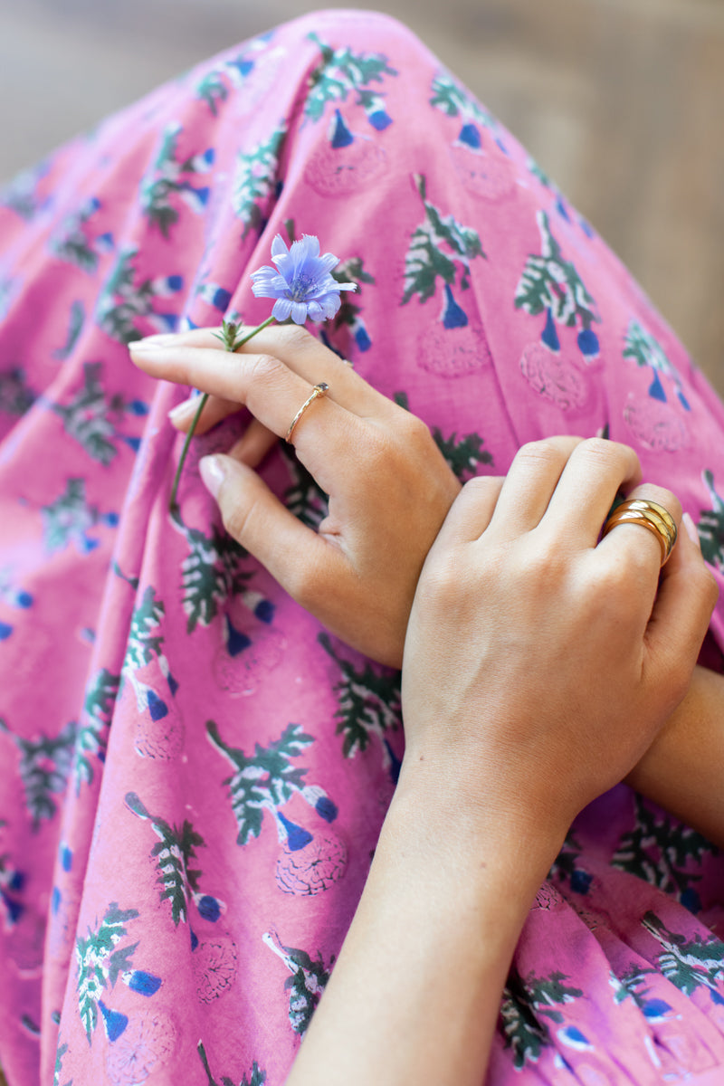 Jour Maxi Dress - Big Marigolds Purple Orchid Organic