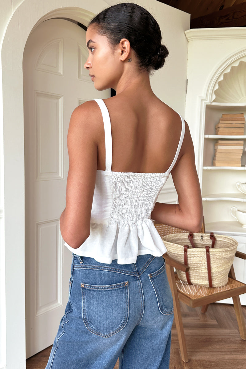 Jour Peplum Top - Star White