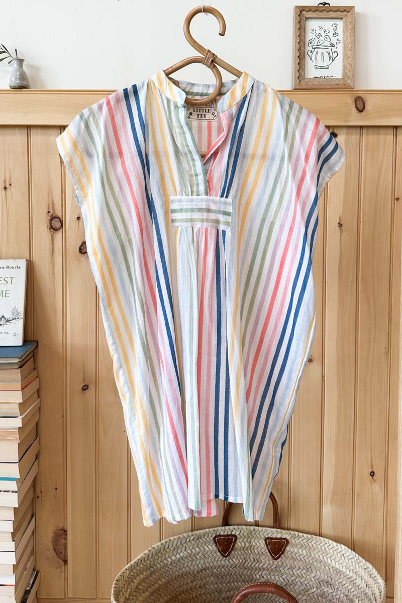 Little Fry Caftan - Rainbow Stripe Organic