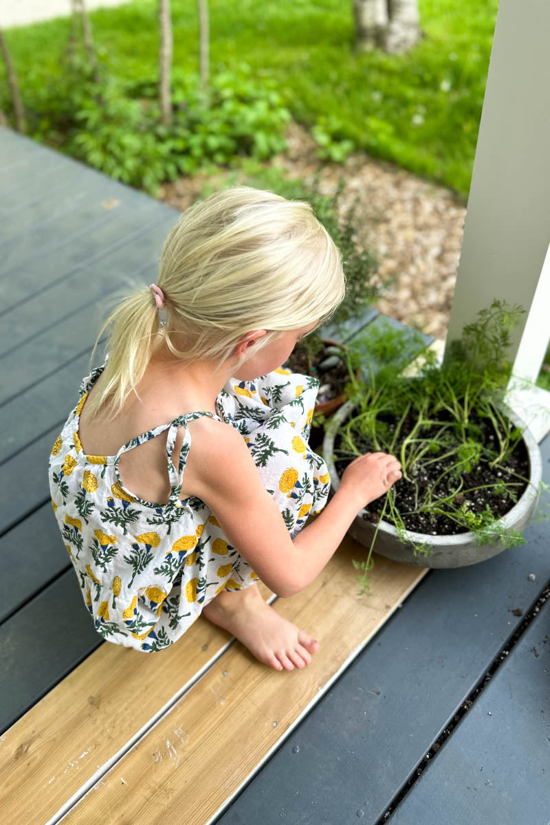 Little Fry Sunshine Dress - Big Marigolds White Organic