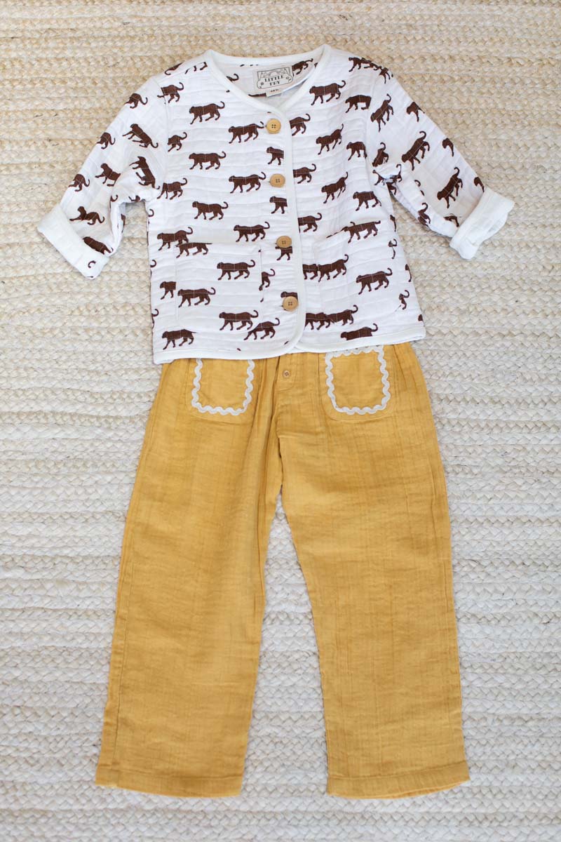 Little Fry Quilted Jacket - Ivory Cheetah Organic