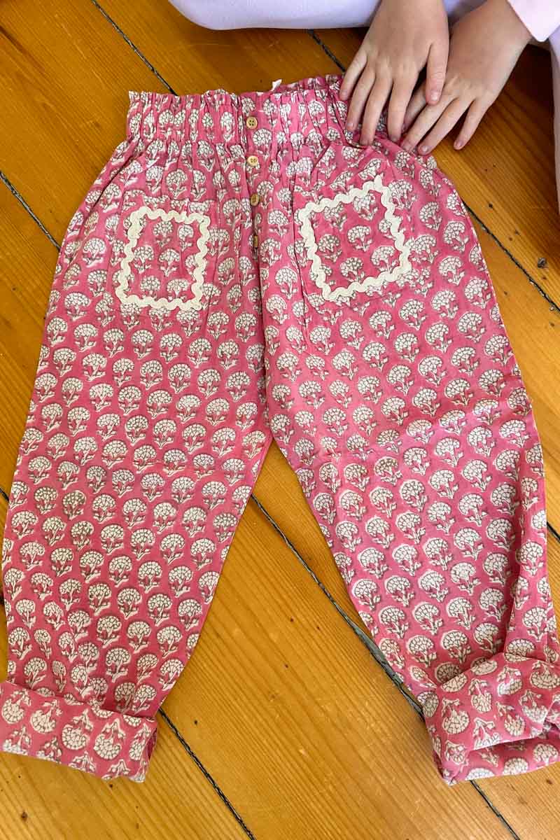 Little Fry Sunshine Pant - Crescent Flower Bon Pink Organic