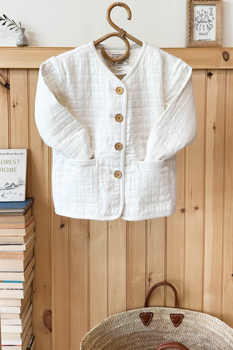 Little Fry Quilted Jacket - Cloud White Organic