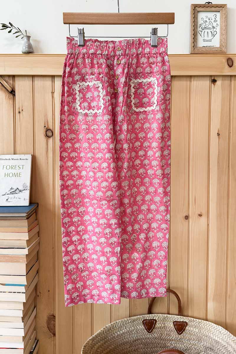 Little Fry Sunshine Pant - Crescent Flower Bon Pink Organic