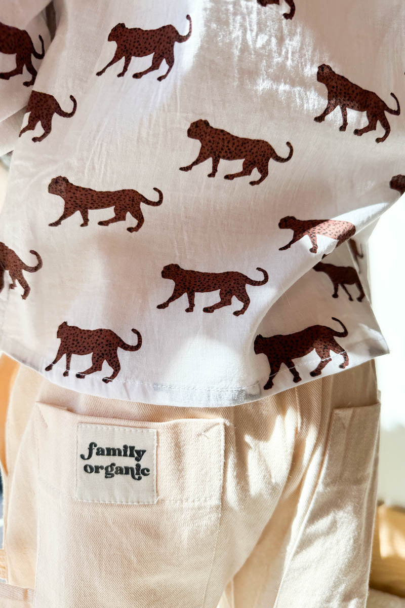 Little Fry Papa's Shirt - Ivory Cheetah Organic