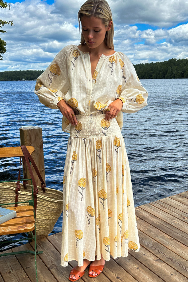 Frances Blouse - Fan Flowers Marigold
