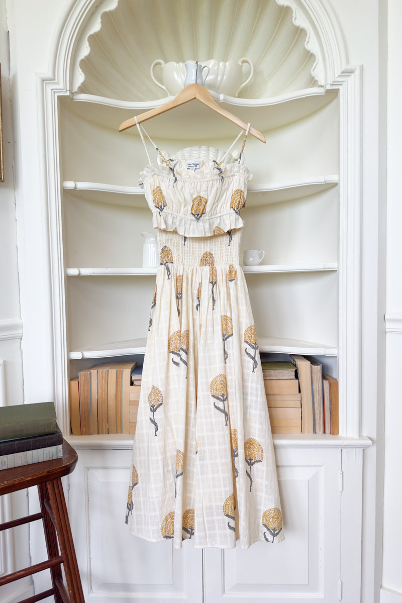 Smocked Maxi Skirt - Fan Flowers Marigold