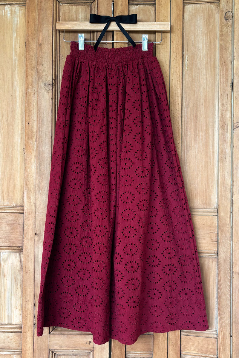 Wide Hem Skirt - Rouge Eyelet