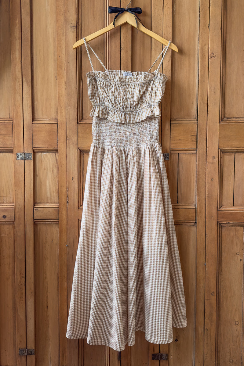 Smocked Maxi Skirt - Cafe Check
