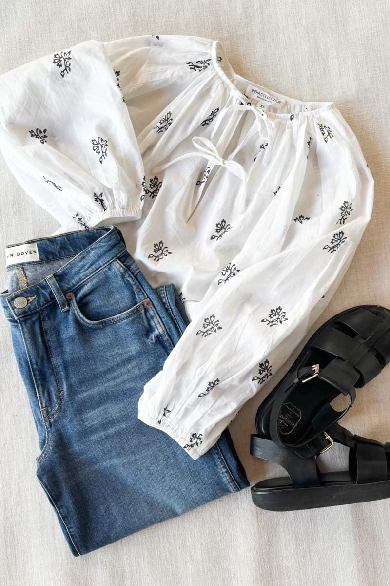 Folk Top - Black Sprig Organic