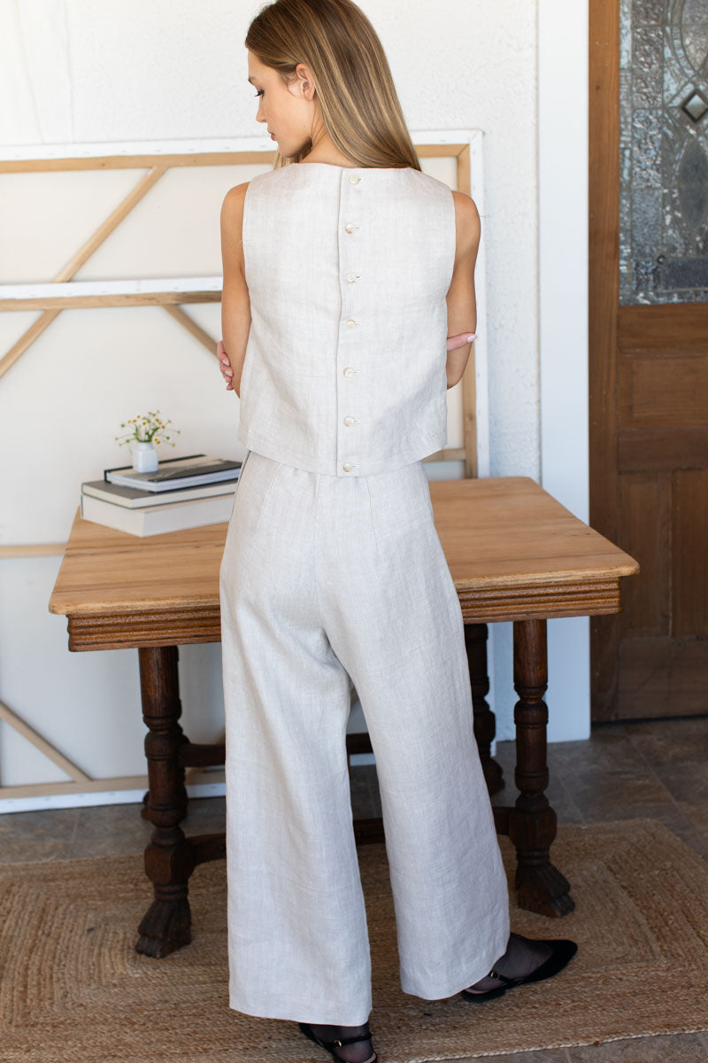 Studio Boxy Top - Natural Herringbone Twill