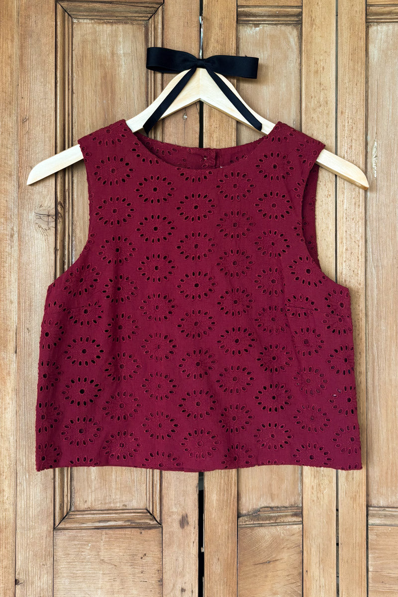 Studio Boxy Top - Rouge Eyelet