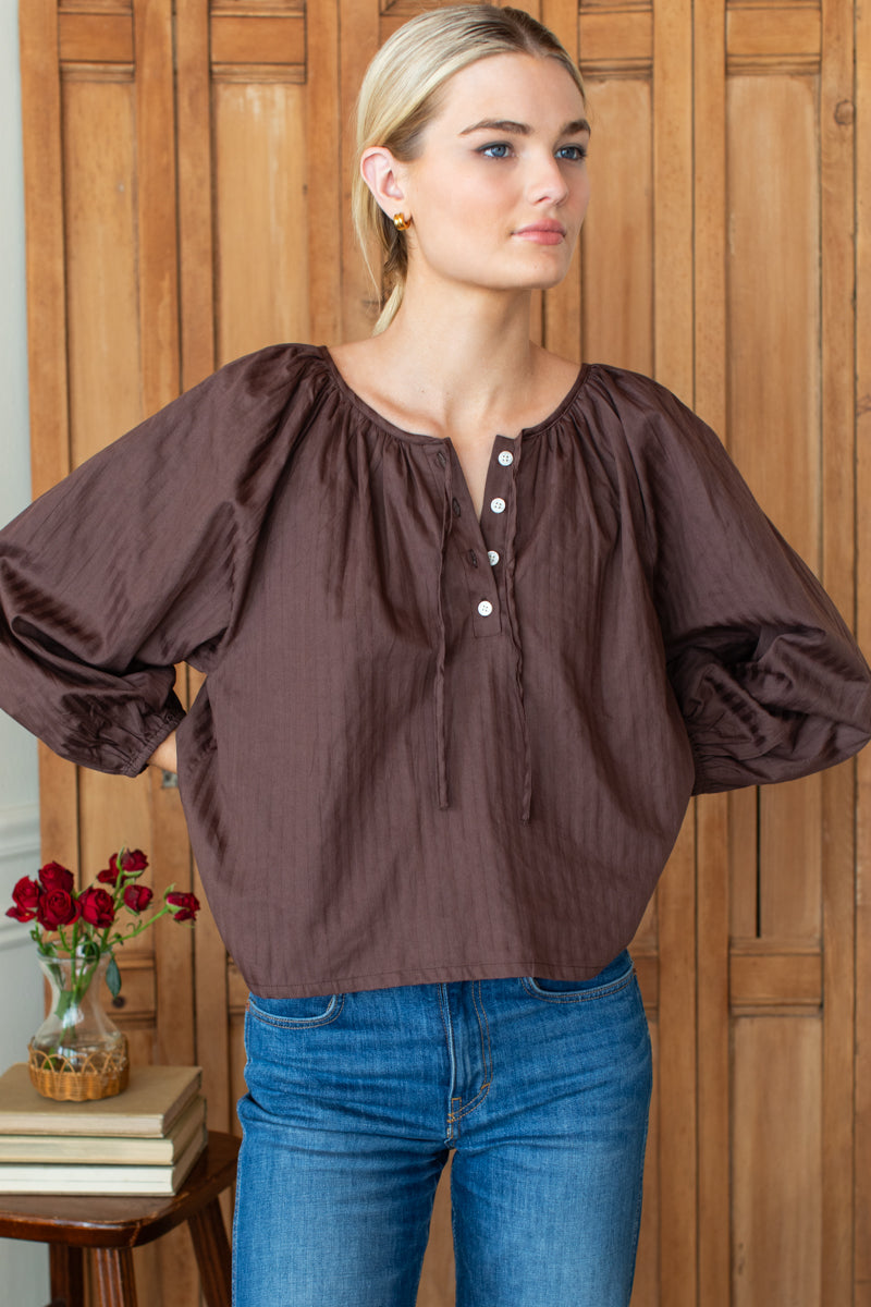Lucy Blouse 3 - Vintage Chestnut Stripe