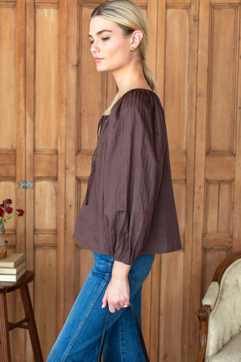 Lucy Blouse 3 - Vintage Chestnut Stripe
