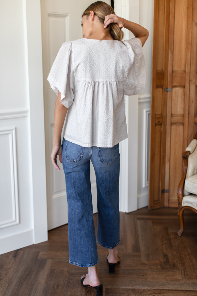 Marion Button Blouse - Natural Textured