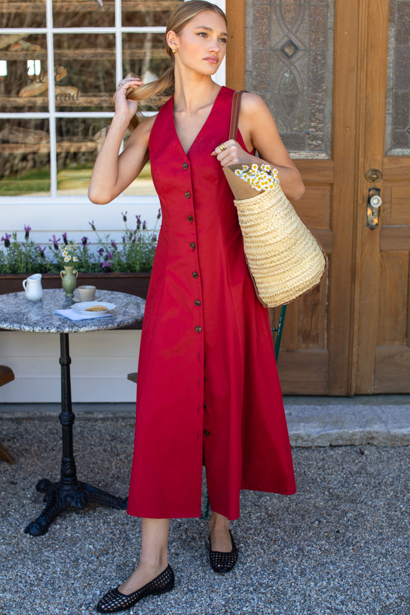 Organic Cafe Dress - Lipstick