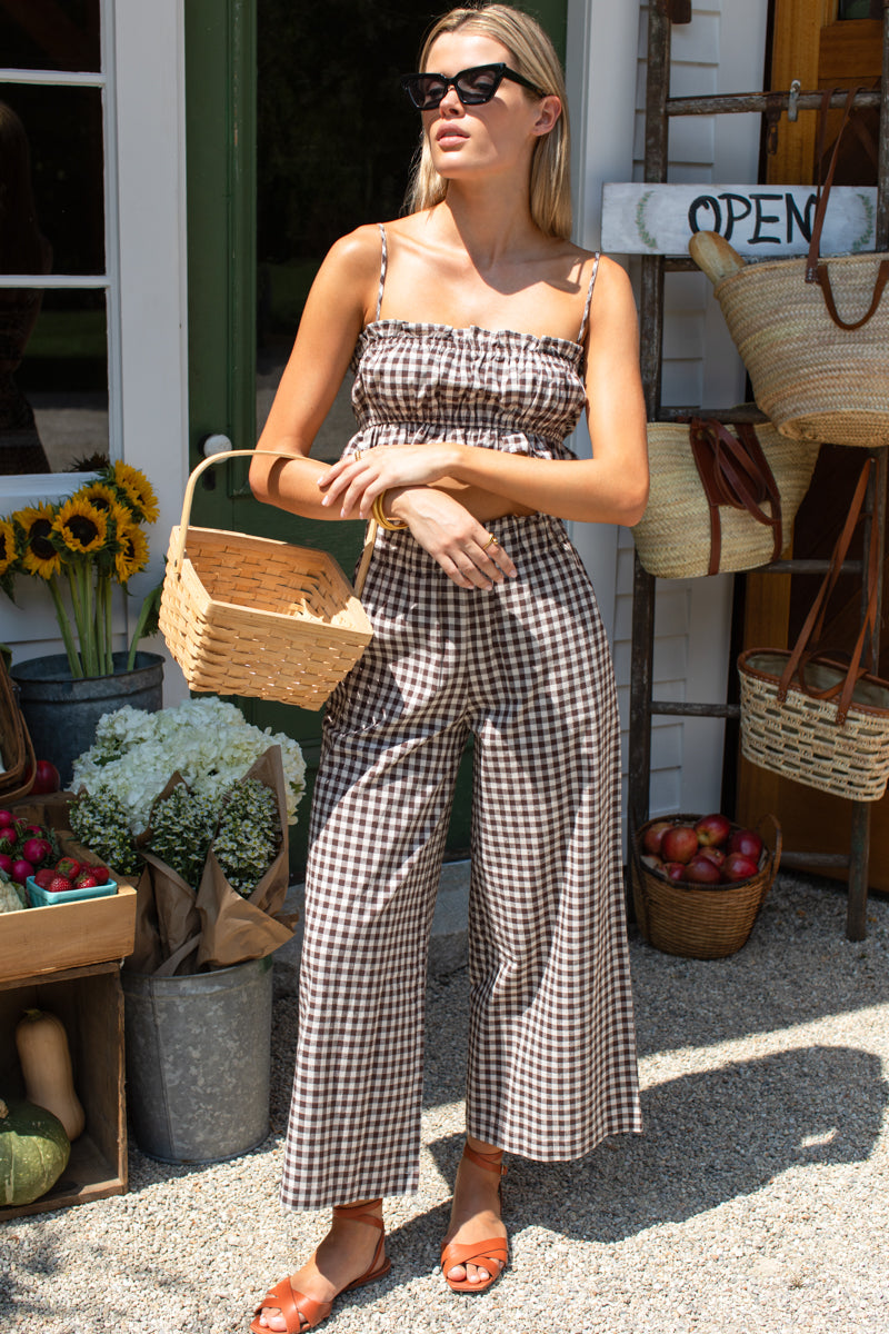 Pull On Pocket Pant - Cocoa Gingham