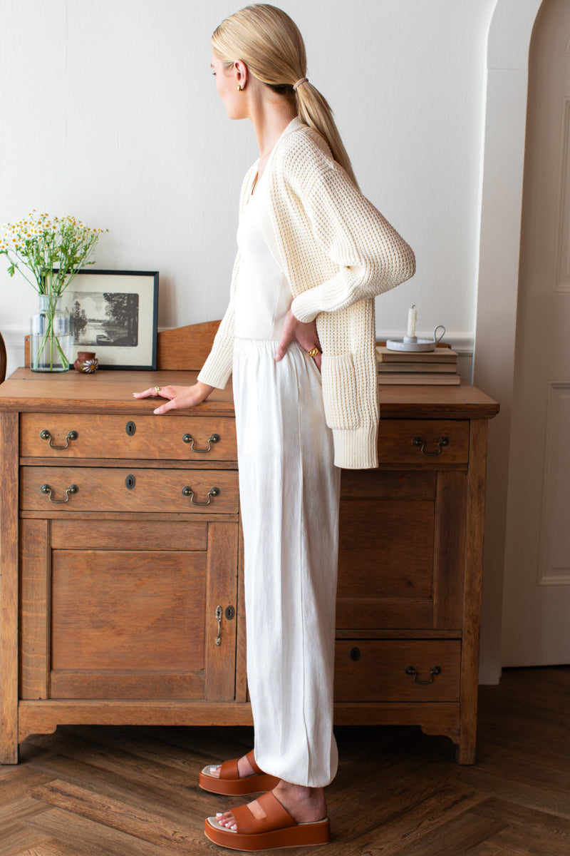 Relaxed Studio Pant - Dove White Linen
