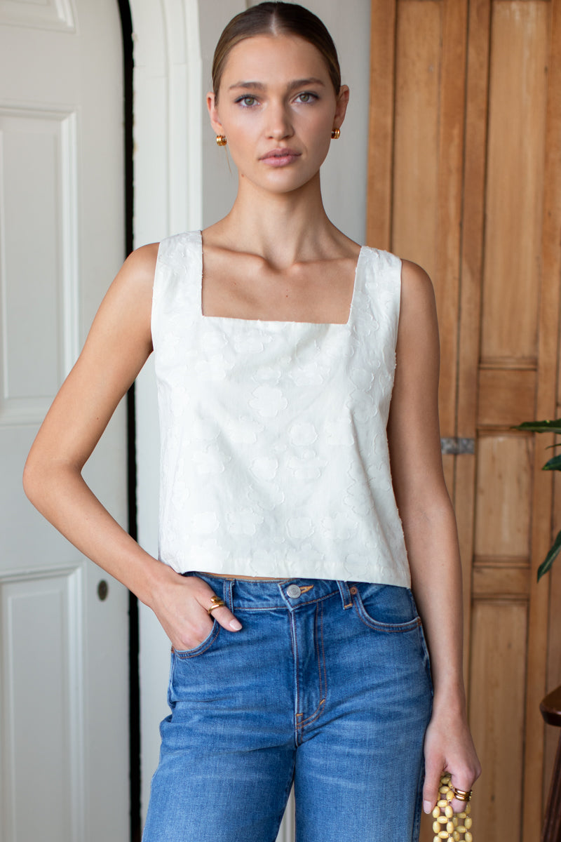 Roma Top 2 - Ivory Jacquard